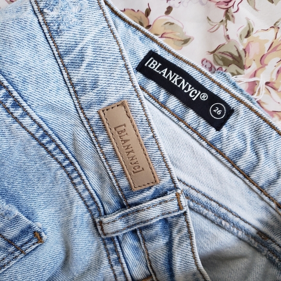 Blank NYC Acid Trip Asymmetrical Slanted Jean Denim Skirt Distressed 26 - Picture 10 of 15